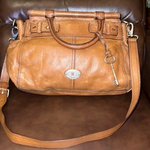 Fossil Maddox Bar Satchel. Top Handle/Crossbody Full Grain Leather Bag.